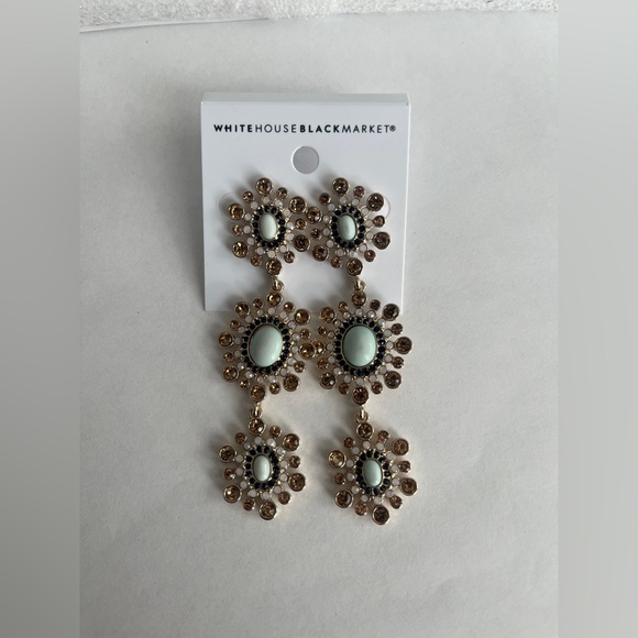 White House Black Market Jewelry - White House Black Market Gold and Green Drop Earrings 🆕